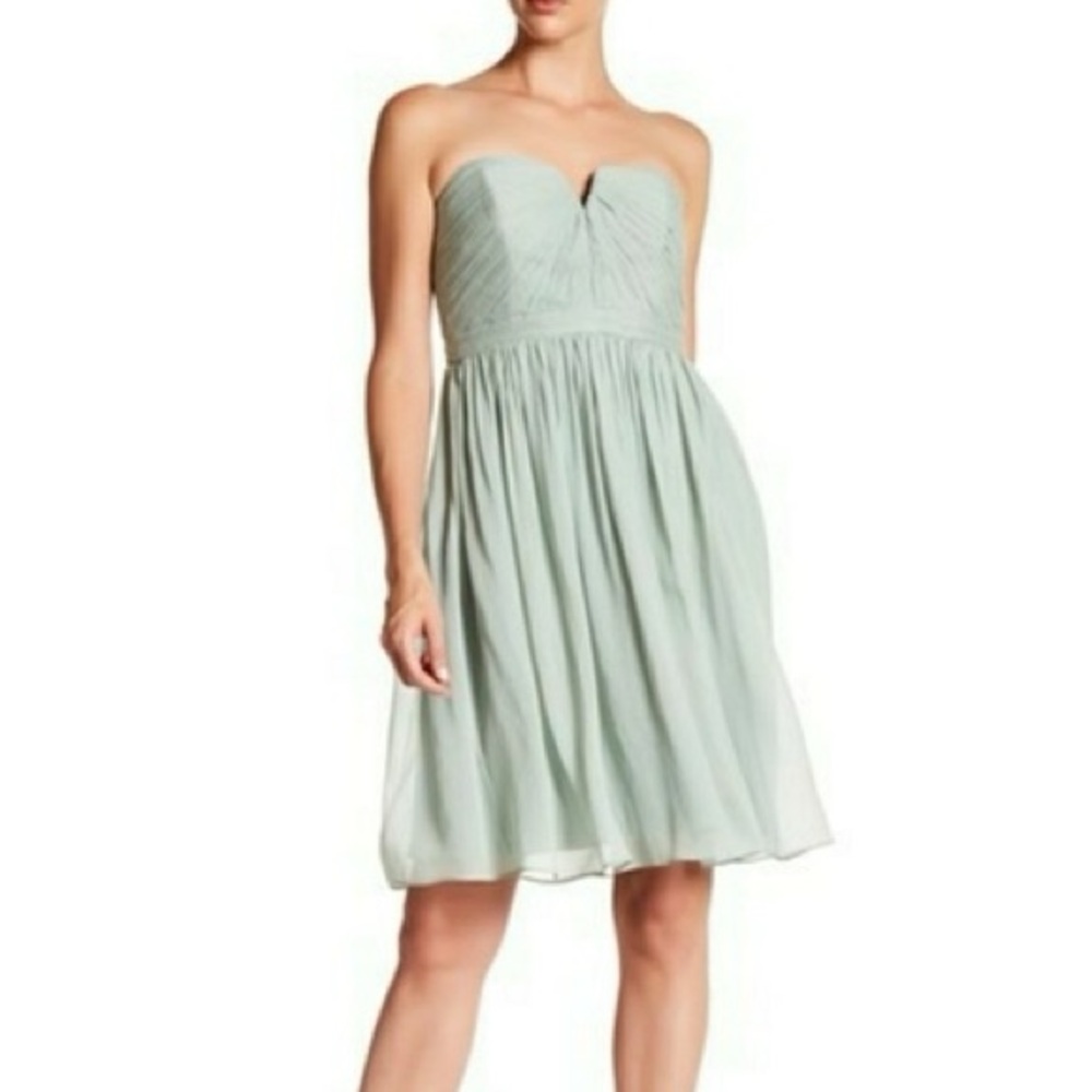 J.Crew Nadia Silk Bridesmaid Wedding Guest Strapless Dress Dusty Shale 10